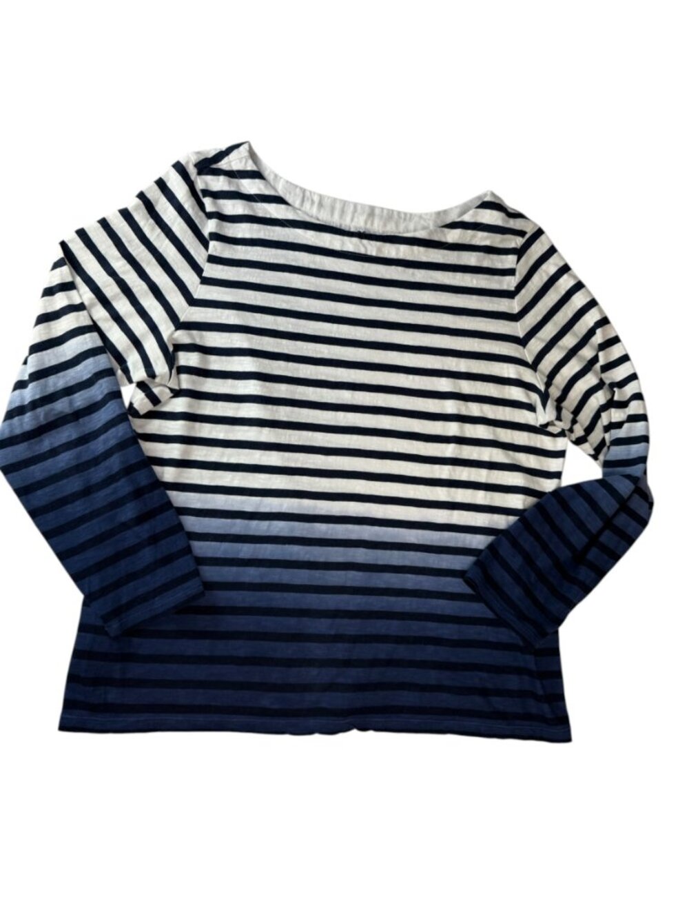 TOMMY BAHAMA Boatneck Shirt Long Sleeve Striped.  White / Navy Blue Ombre Sz L
